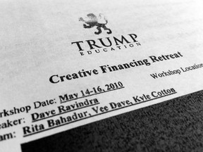 An Ontario husband-and-wife team identifying themselves as Dave Ravindra and Rita Bahadur taught Trump courses in Canadian cities in 2010, before Trump's namesake real-estate seminars folded amid mounting inquiries from U.S. regulators and complaints from former students.