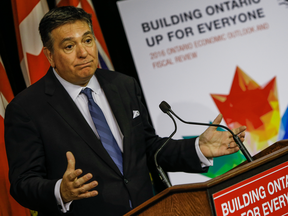 Ontario Minister of Finance Charles Sousa speaks about the provincial government's economic outlook and fiscal review, Nov. 14, 2016.