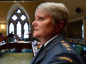 Lt.-Gen. Christine Whitecross attends a committee on the external review into sexual misconduct and sexual harassment in the Canadian Armed Forces, in Ottawa on Monday, May 25, 2015.