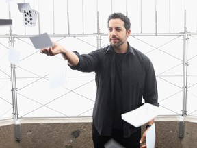 Illusionist David Blaine visits the Empire State Building on May 8, 2014 in New York City.