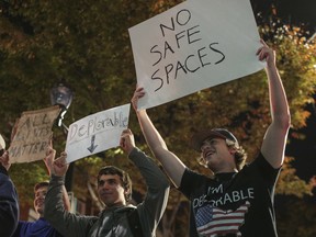 Student protesters demonstrate at an anti-Trump rally in Athens, Ga.