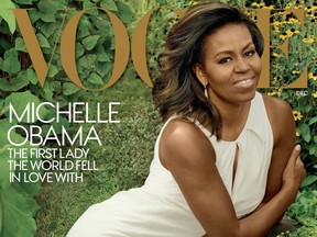 The December cover of Vogue magazine features first lady Michelle Obama.