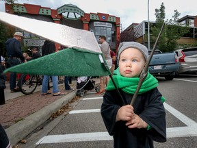 Littlest wizard and young Slytherin Thomas Howe, 18 months, set to cast spells in Calgary, Ab., on Sunday July 31, 2016.