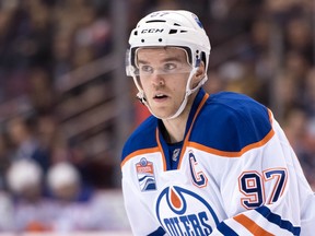 Edmonton Oilers forward Connor McDavid skates against the Vancouver Canucks on Oct. 28.