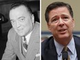 Informal photo of J. Edgar Hoover, Director of FBI, Dept. of Justice, April 5, 1940, and the current director James Comey