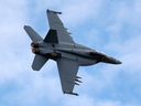 A Boeing F/A-18 Super Hornet at the Farnborough Airshow in July 2016.
