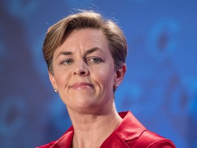 Kellie Leitch speaks during the Conservative leadership debate in Saskatoon on Nov. 9, 2016.