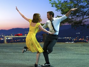 Emma Stone and Ryan Gosling in La La Land, the night's projected-to-be biggest winner.