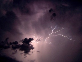 A file photo of a lightning strike