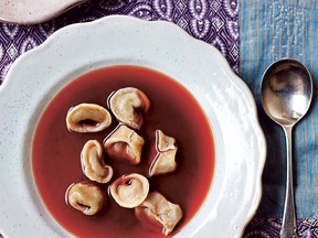 Zuza Zak's version of uszka — the small, twisted dumpling — is filled with wild mushrooms and sauerkraut, and served in clear borscht for Christmas Eve.