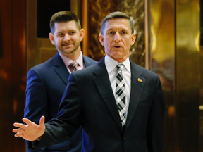 Retired Lt. Gen. Michael Flynn arrives at the Trump Tower to meet with President-elect Donald Trump on Nov. 17, 2016 in New York.