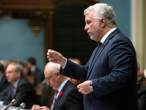 Quebec Premier Philippe Couillard at the provincial legislature in Quebec City on Nov. 2, 2016.