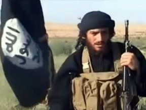 File image grab taken from a video uploaded on YouTube on July 8, 2012, shows the spokesman for the Islamic State of Iraq and the Levant (ISIL), Abu Mohammad al-Adnani al-Shami