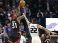 Toronto Raptors forward Terrence Ross shoots a three-pointer at the buzzer against the Sacramento Kings on Nov. 20.