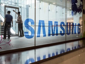 A Samsung logo is displayed in a mall beneath the company's headquarters in the Gangnam district of Seoul on October 12, 2016.
Samsung Electronics slashed its third-quarter profit estimate by 33.3 percent, citing fallout from the recall nightmare surrounding its scrapped Galaxy Note 7 smartphone. / AFP PHOTO / Ed JonesED JONES/AFP/Getty Images