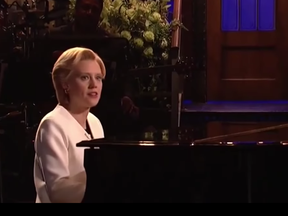 SNL cast member Kate McKinnon opened Saturday's show in character as Hillary Clinton, performing Leonard Cohen's Hallelujah.