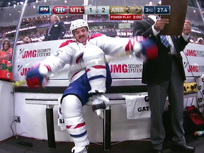 Andrew Shaw got a penalty on Tuesday night and did not take it well.