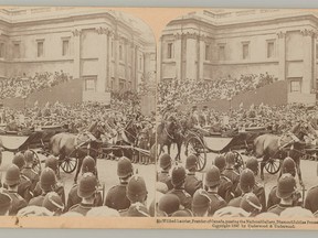 A stereoscopic image of Sir Wilfrid Laurier, Premier of Canada, in London celebrating Queen Victoria’s Diamond Jubilee.