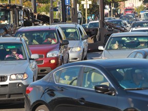 Montreal drivers sit in traffic in 2014.