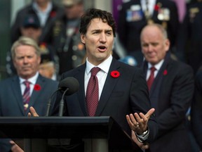 Prime Minister Justin Trudeau speaks at the official reopening of the Veterans Affairs office in Sydney, N.S. on Thursday, November 10, 2016. Closed under the Harper government as a cost-saving measure, the Veterans Affairs office will employ 15 people and serve approximately 2200 veterans in the region.