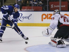 Maple Leafs centre Nazem Kadri scores against the Washington Capitals on Saturday at the Air Canada Centre in Toronto.