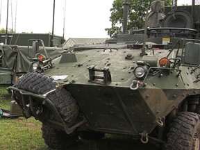 Vehicles from a Canadian Electronic Warfare Regiment