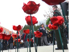 Retired Lieutenant Commander Victor Chan celebrates Remembrance Day at a ceremony held at John McCrae Secondary School in Ottawa.