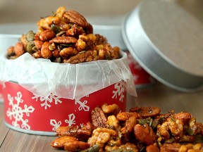 A tin of spiced nuts is a great secret weapon to have on hand over the holidays.
