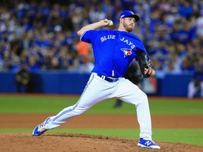 Toronto Blue Jays reliever Joe Biagini, a Rule 5 draft pick in 2015, pitches in the AL wild-card game against the Baltimore Orioles on Oct. 4.