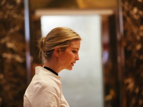 Ivanka Trump walks through the lobby of Trump Tower with on November 18, 2016 in New York City. President-elect Trump and his transition team are in the process of filling cabinet and other high level positions for the new administration.