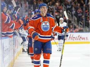 Edmonton Oilers captain Connor McDavid celebrates a goal against the Toronto Maple Leafs on Nov. 29.