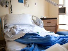 A file photo of an empty hospital bed