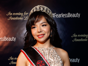 Miss World Canada, Anastasia Lin, at a Toronto event in December 2015.