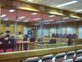 A courtroom in New Westminster, B.C.