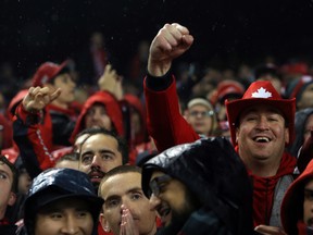 Toronto FC fans celebrate during the MLS Eastern Conference Final, Leg 2 game against Montreal Impact at BMO Field on November 30, 2016 in Toronto, Ontario, Canada.