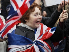 Brexit supporters gather outside Parliament in London on Nov. 23, 2016.