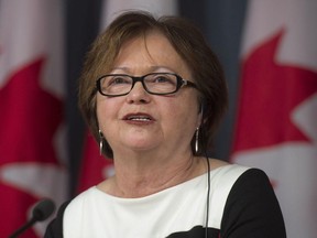 Public Services and Procurement Minister Judy Foote speak about a review of Canada Post during a news conference in Ottawa, Thursday, May 5, 2016. THE CANADIAN PRESS/Adrian Wyld ORG XMIT: ajw102