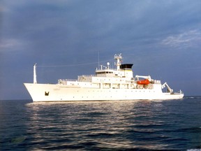 In this undated photo released by the U.S. Navy Visual News Service, the USNS Bowditch, a T-AGS 60 Class Oceanographic Survey Ship, sails in open water.