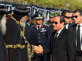 Egyptian President Abdel Fattah al-Sisi offers condolences to Coptic Pope Tawadros II after an attack targeted a Coptic Orthodox Church in Cairo.