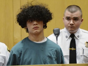 Mathew Borges, 15, attends his arraignment  in Lawrence, Mass, Monday, Dec. 5.