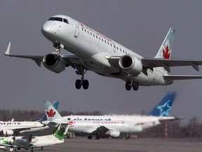 An Air Canada jet takes off from Halifax Stanfield International Airport in Enfield, N.S.
