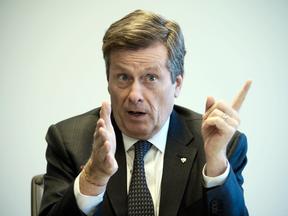 Mayor John Tory speaks with the National Post's Editorial Board at the Post's head office, Thursday Dec. 8, 2016.