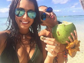 Isabelle Lagace, 28, (left) and 23-year-old Melina Roberge posted selfies to their Instagram account during a luxury cruise aboard the MS Sea Princess from New York via Tahiti to Sydney.
