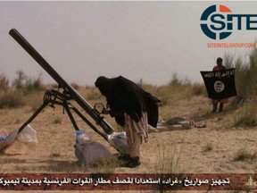 Photo distributed Nov. 29 by Al Qaeda in the Islamic Maghreb, showing Grad missiles being fired at Tikbuktu airport.