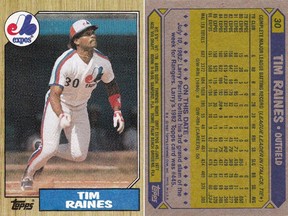 Tim Raines' 1987 baseball card.