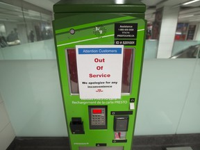 In a recent nine-day period Chris Selley visited 54 Presto card reloaders across the subway network. Six of the machines were signed out of order. And a further 14 of them appeared to be in working order, but simply wouldn’t acknowledge the presence of a Presto card. That’s a failure rate of 37 per cent.