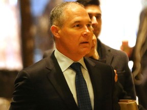 Oklahoma Attorney General Scott Pruitt arrives at Trump Tower on December 7, 2016 in New York City