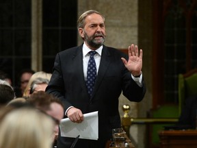 NDP leader Tom Mulcair asks a question during question period in the House of Commons on Parliament Hill in Ottawa on Wednesday, Dec 14, 2016.