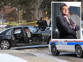 Police investigate the scene of a shooting in Mount Royal, Calgary