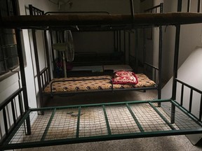 Bunk beds in dormitories for Islamic State fighters are shown Dec. 2, 2016, at a training center in the Zuhoor neighborhood of Mosul